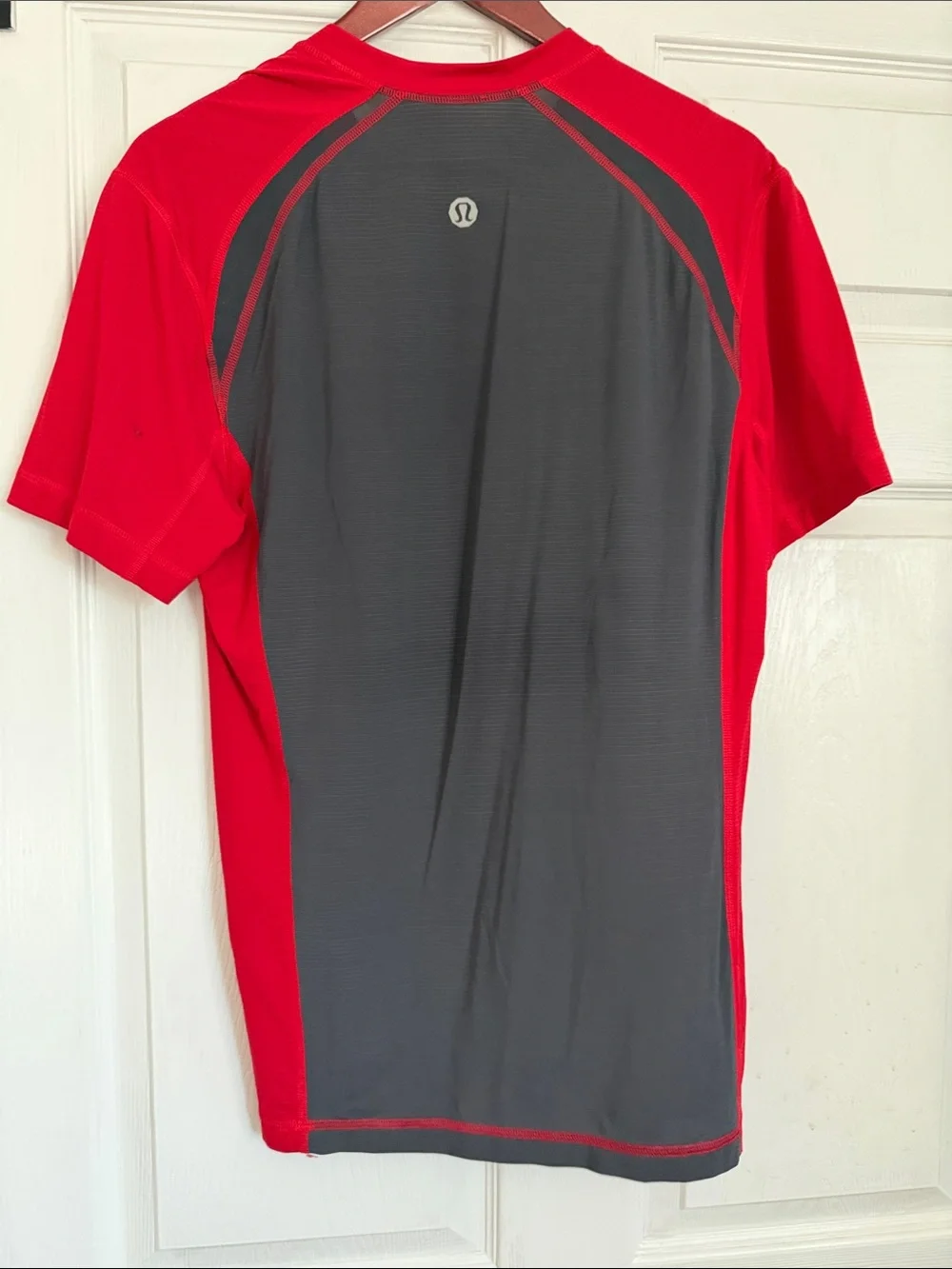 lululemon athletica Men's Red and Gray Tshirt
